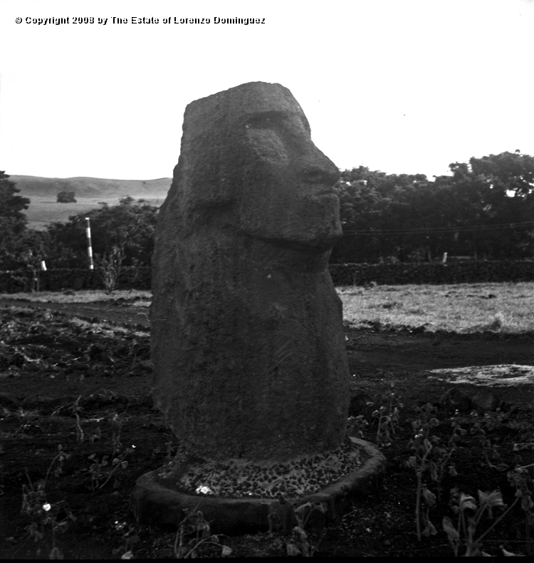TDM_Moai_Inconcluso_01.jpg - Easter Island. 1960. Hakf-carved, small moai found in Tongariki after the trsunami of May 22, 1960