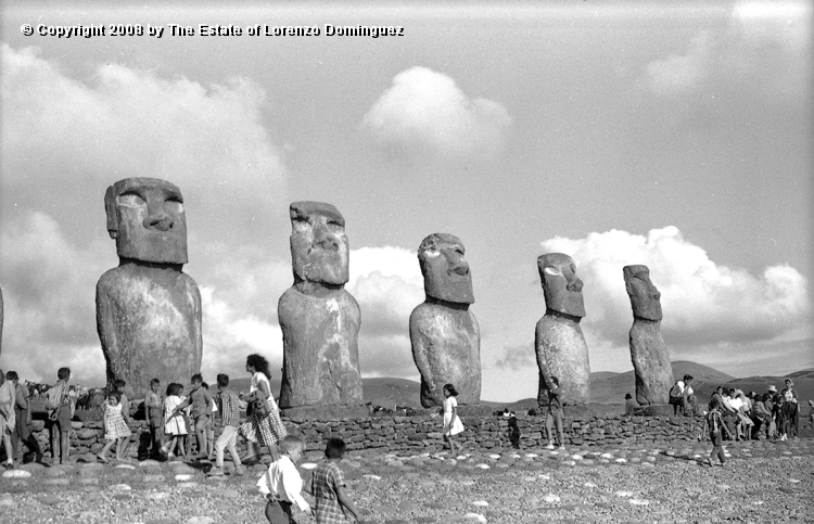 AKI_Inauguracion_03.jpg - Easter Island. 1960. Ahu Akivi the opening day, after restoration of the ahu  was completed by the team lead by William Mulloy. October 12, 1960.