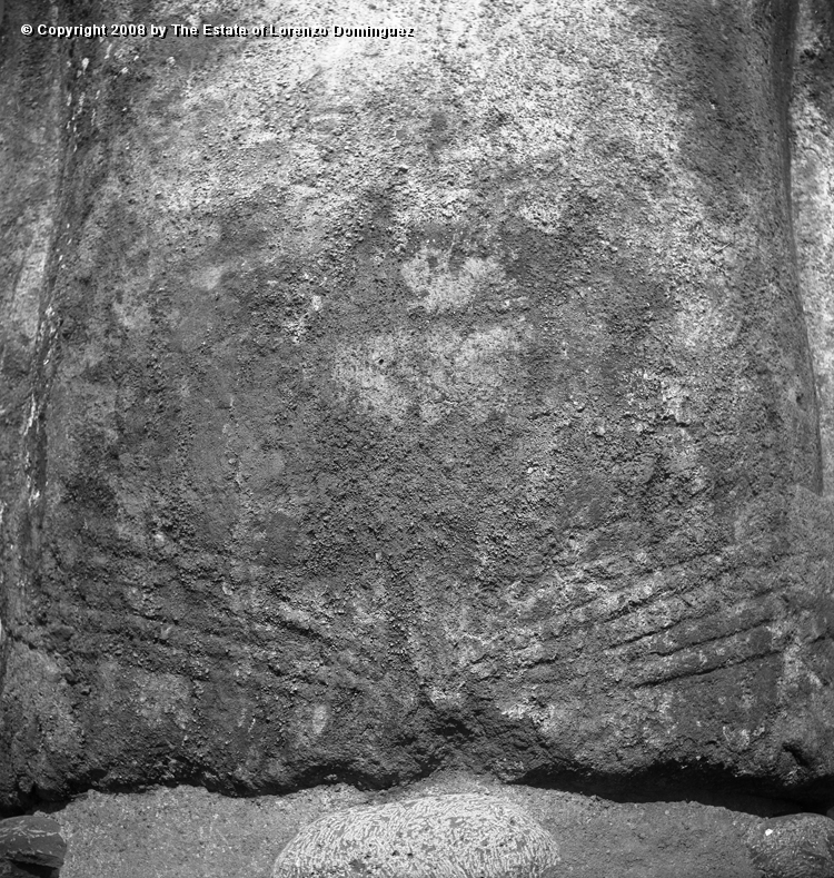 AKI_Manos_01.jpg - Easter Island. 1960. Ahu Akivi. Detail of hands. The ahu was restored in 1960 by the Chilean-American archeological expedition lead by William Mulloy.