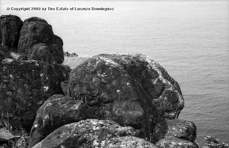 ORO_055.jpg - Easter Island. 1960. Orongo. Petroglyphs representing birdmen make make and komari.